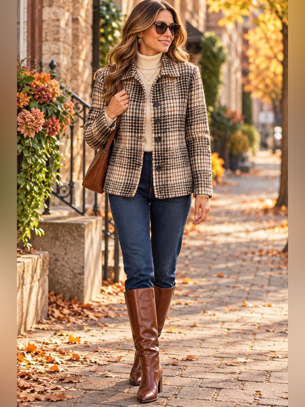 J.Jill Wool Blend Houndstooth Sweater Jacket S